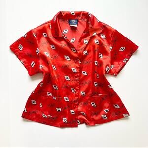 Dale Earnhardt Jr. Satin Pajama Top Red Size M Short‎ Sleeve Nascar Sleepwear